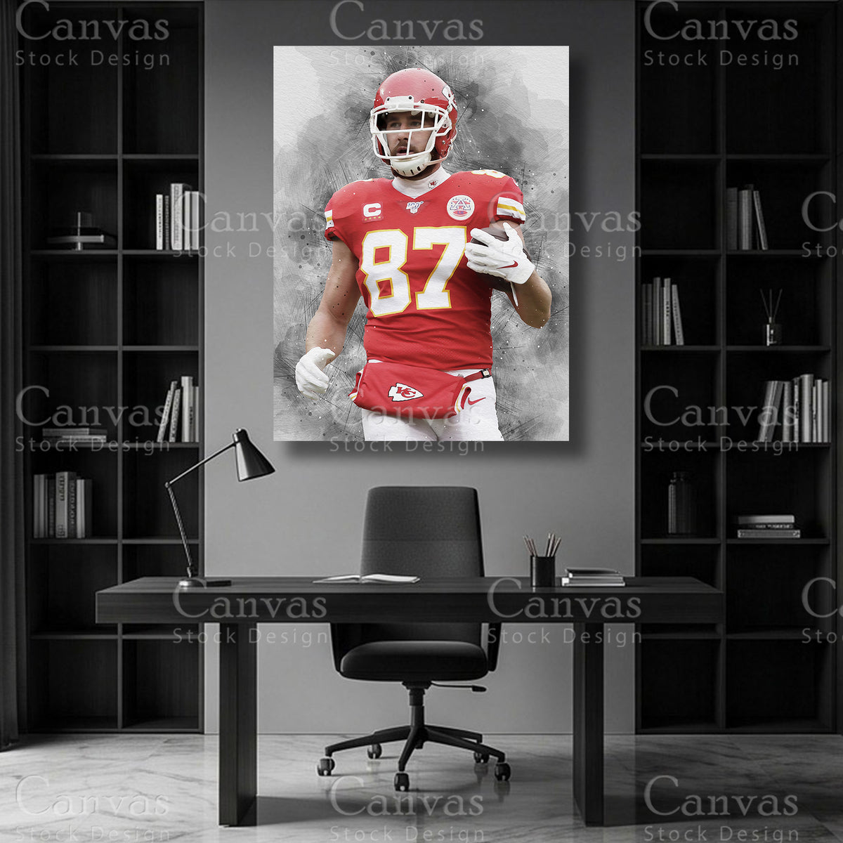 Travis Kelce Football Wall Art on Premium Canvas