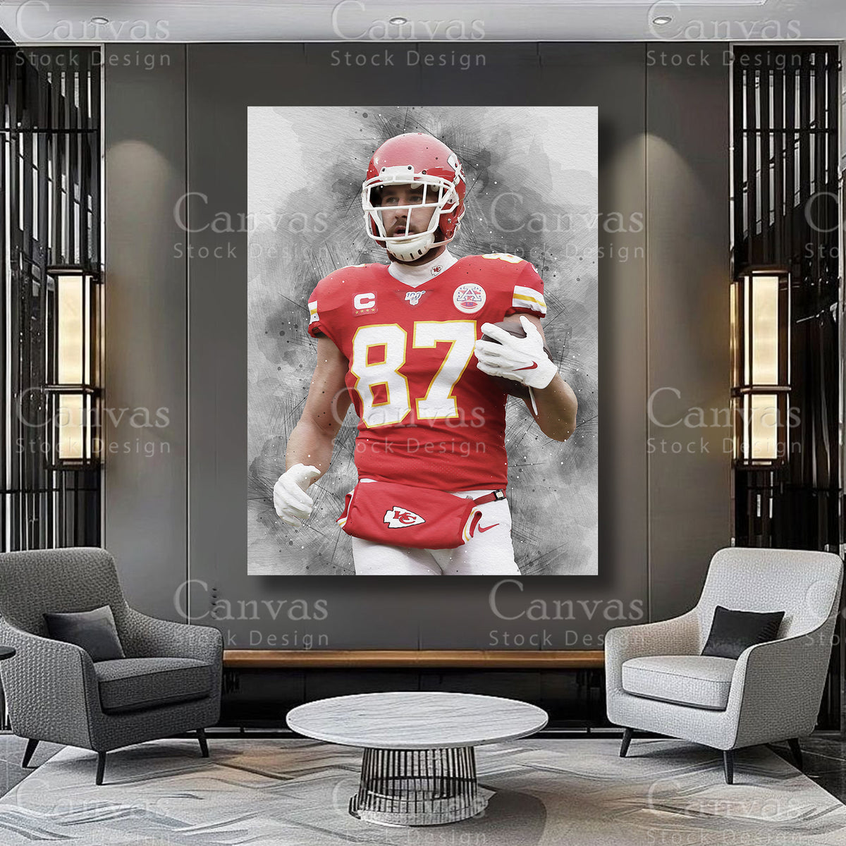Travis Kelce Athlete Canvas Wall Art