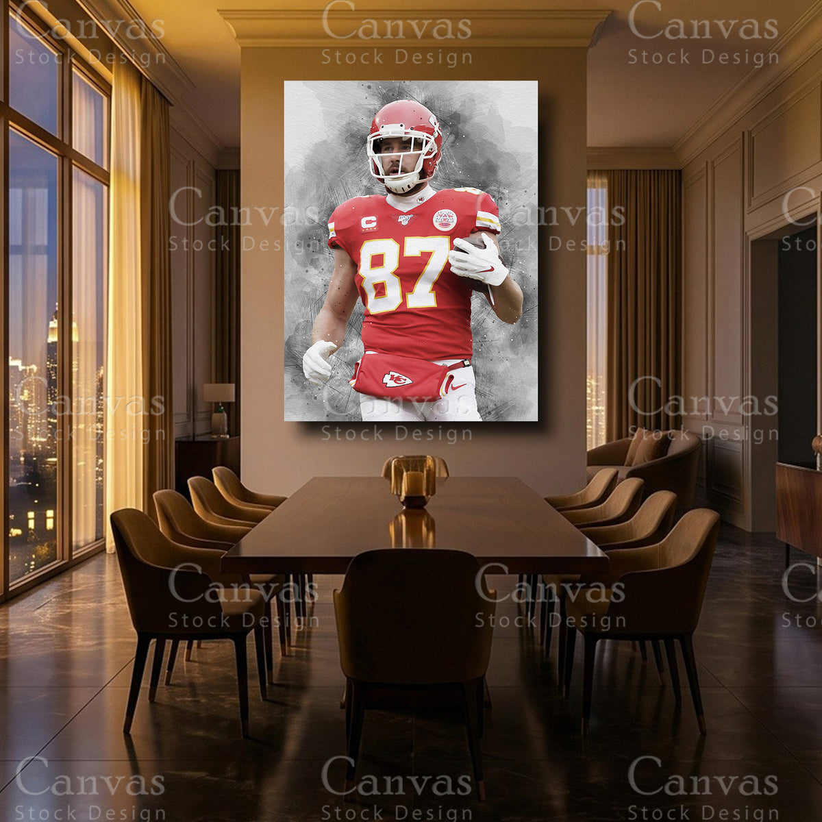 Travis Kelce Luxury Football Canvas Art
