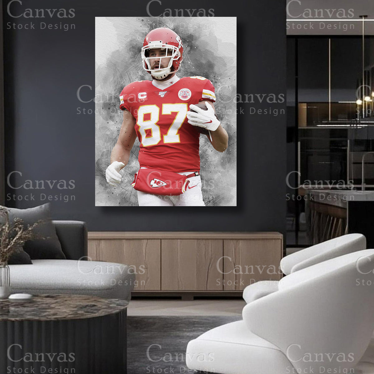Travis Kelce Canvas Artwork for Refined Interiors