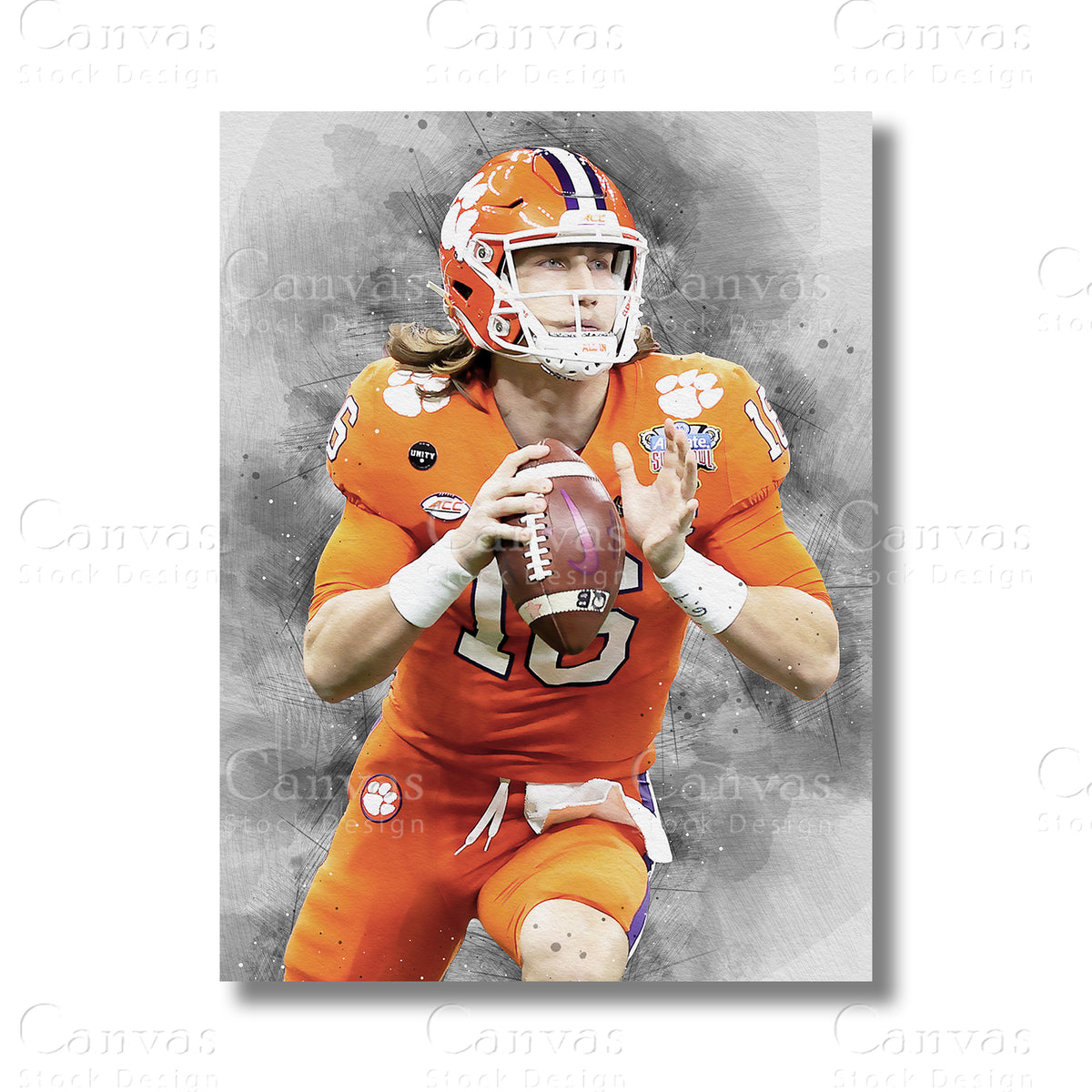 Trevor Lawrence Premier Football Canvas Wall Art