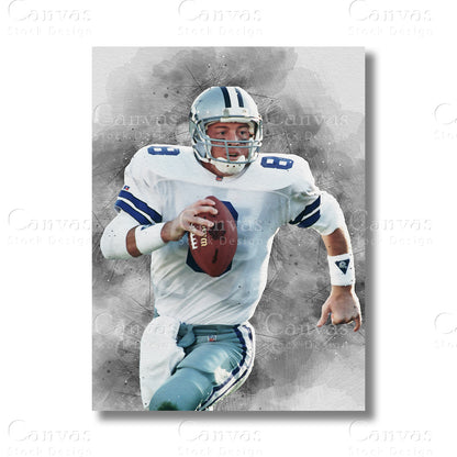 Troy Aikman Heritage Football Canvas Wall Art