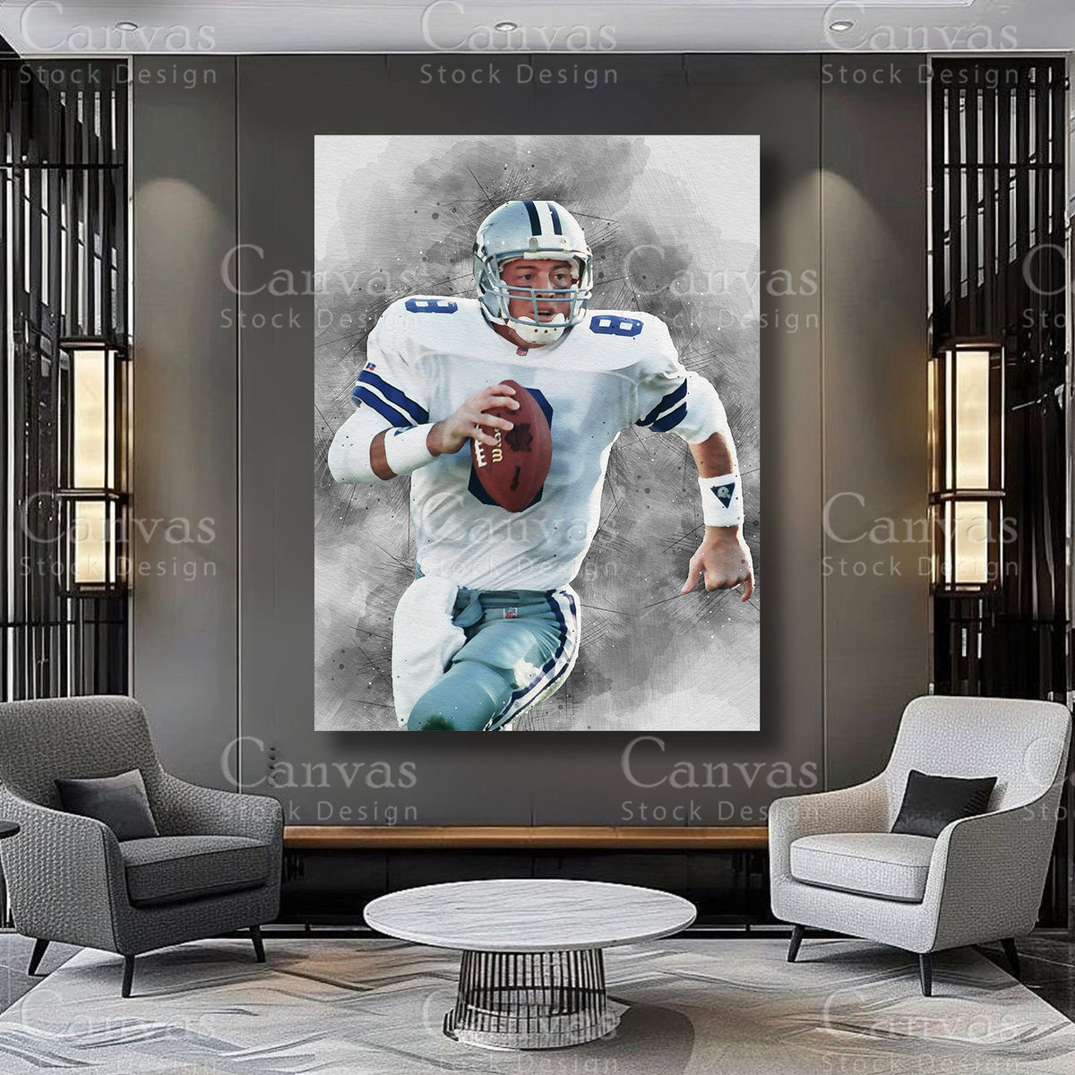 Troy Aikman Athlete Wall Art on Premium Canvas