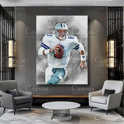 Troy Aikman Athlete Wall Art on Premium Canvas