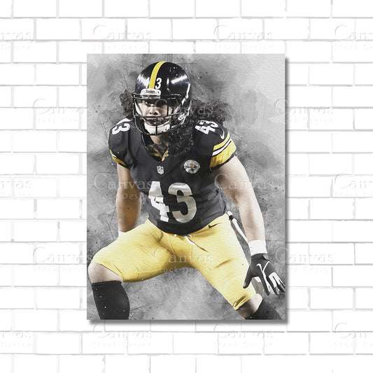 Troy Polamalu Canvas Wall Art – Pittsburgh Steelers NFL Legend Print