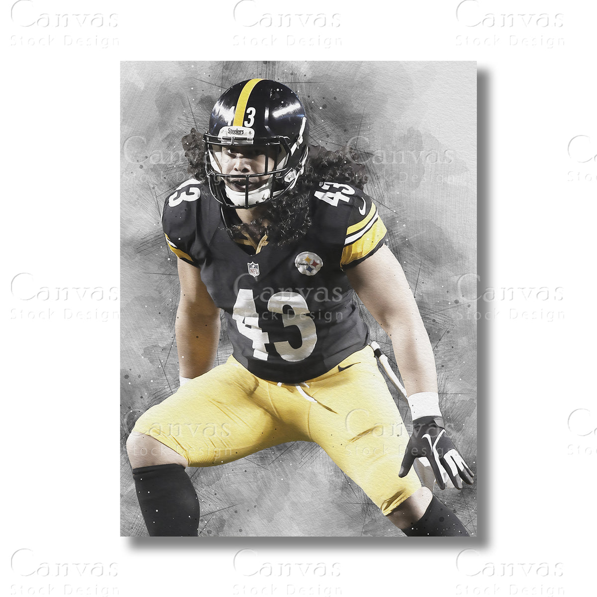 Troy Polamalu Defensive Football Canvas Wall Art