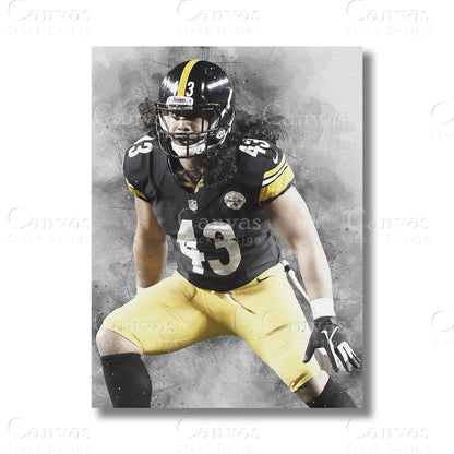 Troy Polamalu Defensive Football Canvas Wall Art