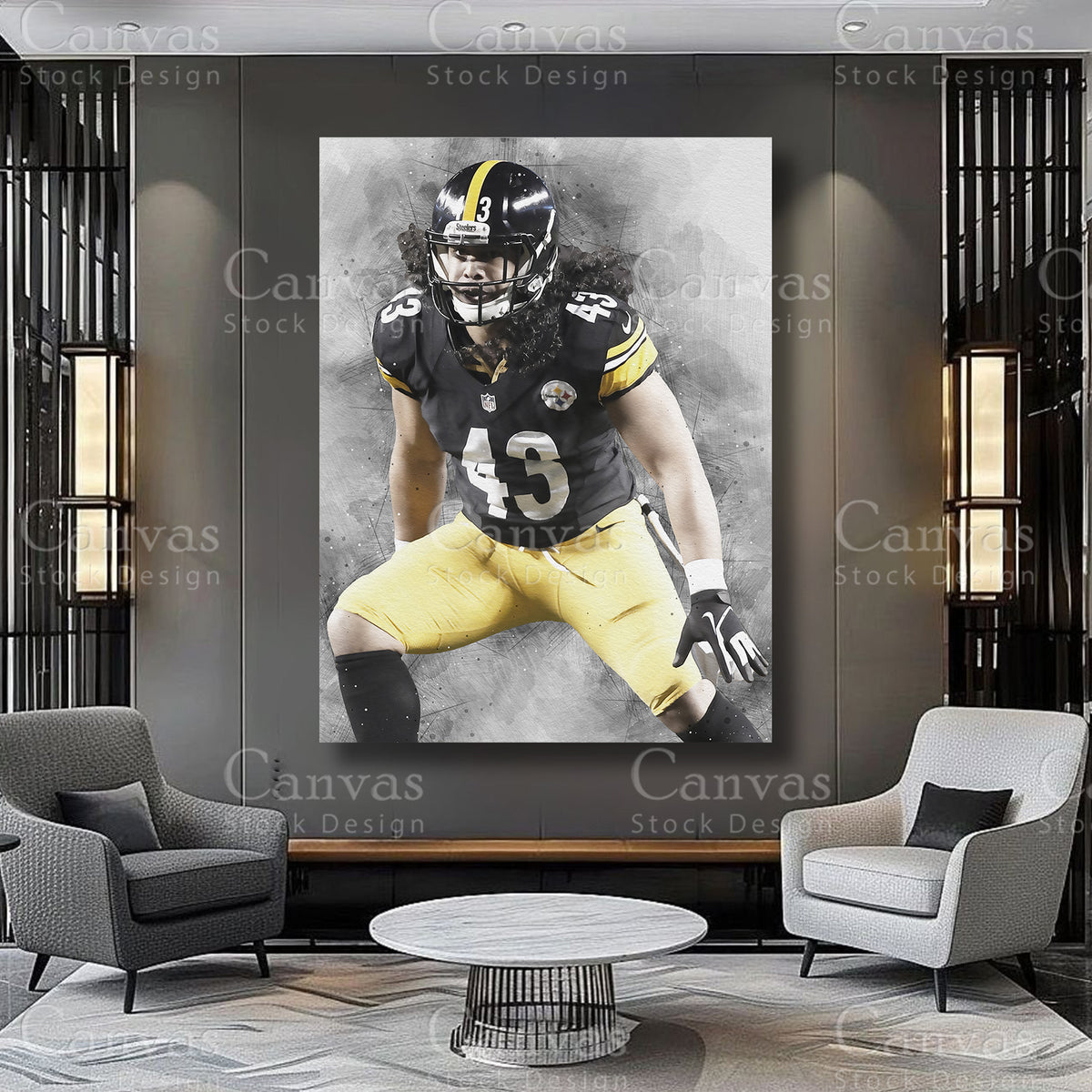 Troy Polamalu Athlete Wall Art on Premium Canvas