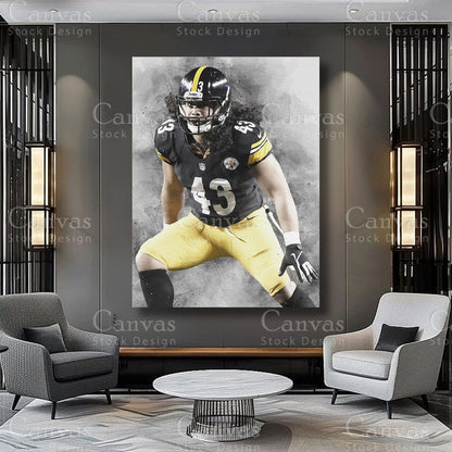 Troy Polamalu Athlete Wall Art on Premium Canvas