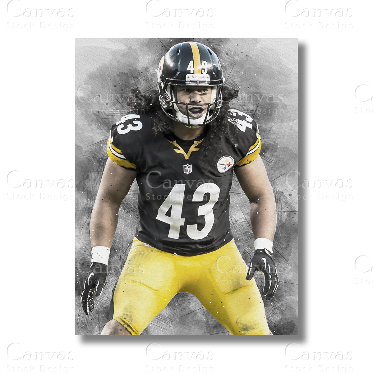 Troy Polamalu Iconic NFL Canvas Wall Art