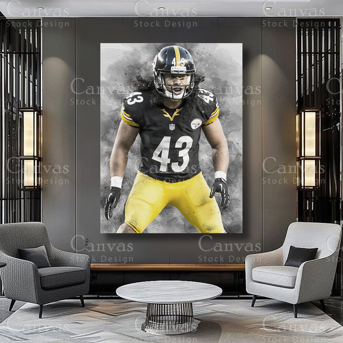 Troy Polamalu Athlete Canvas Wall Art