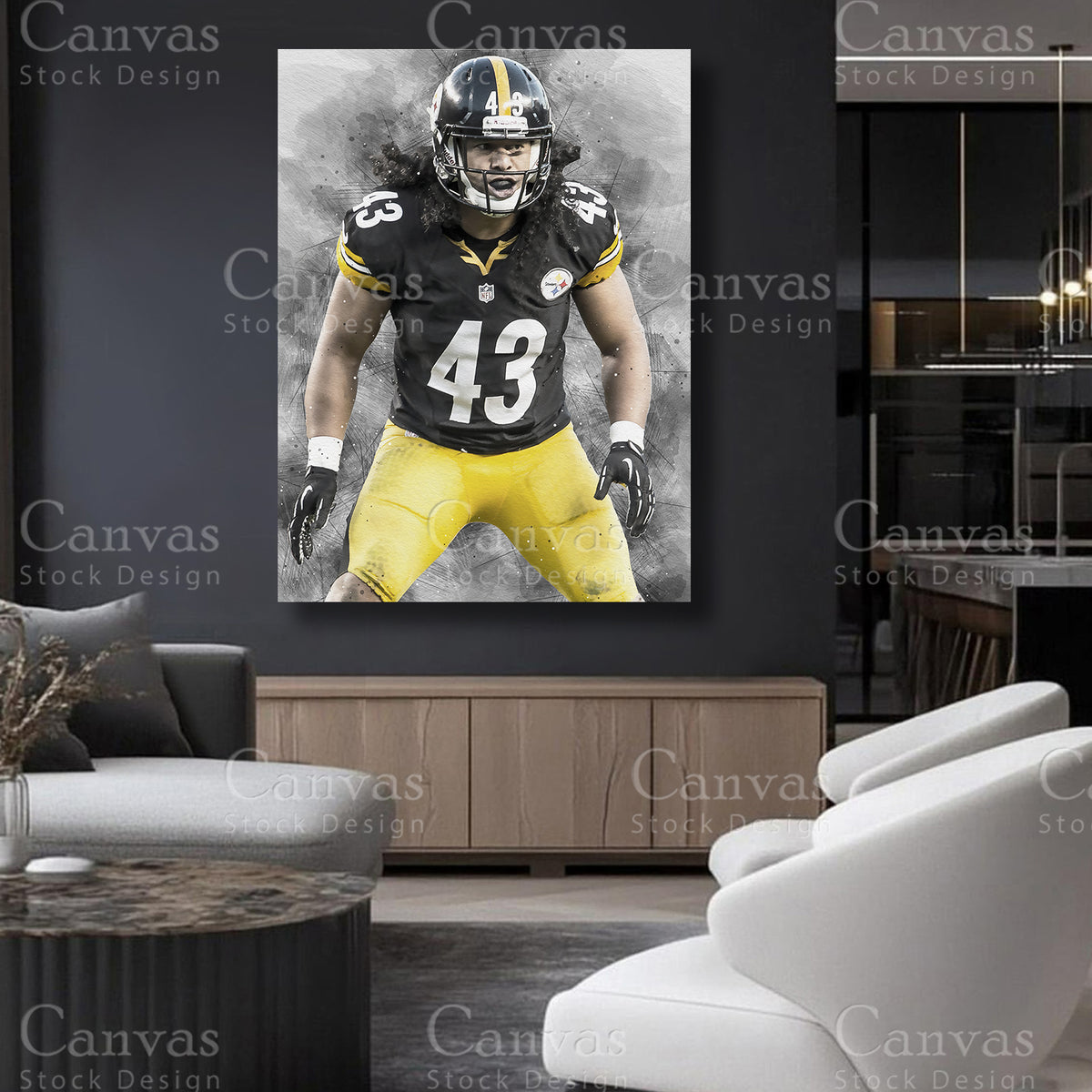 Troy Polamalu Canvas Artwork for Refined Interiors
