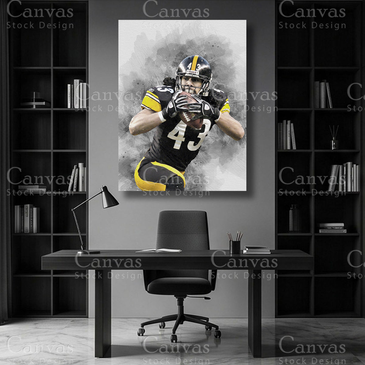 Troy Polamalu Football Canvas Art for Wall Display