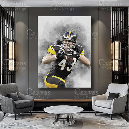 Troy Polamalu Athlete Wall Art on Premium Canvas