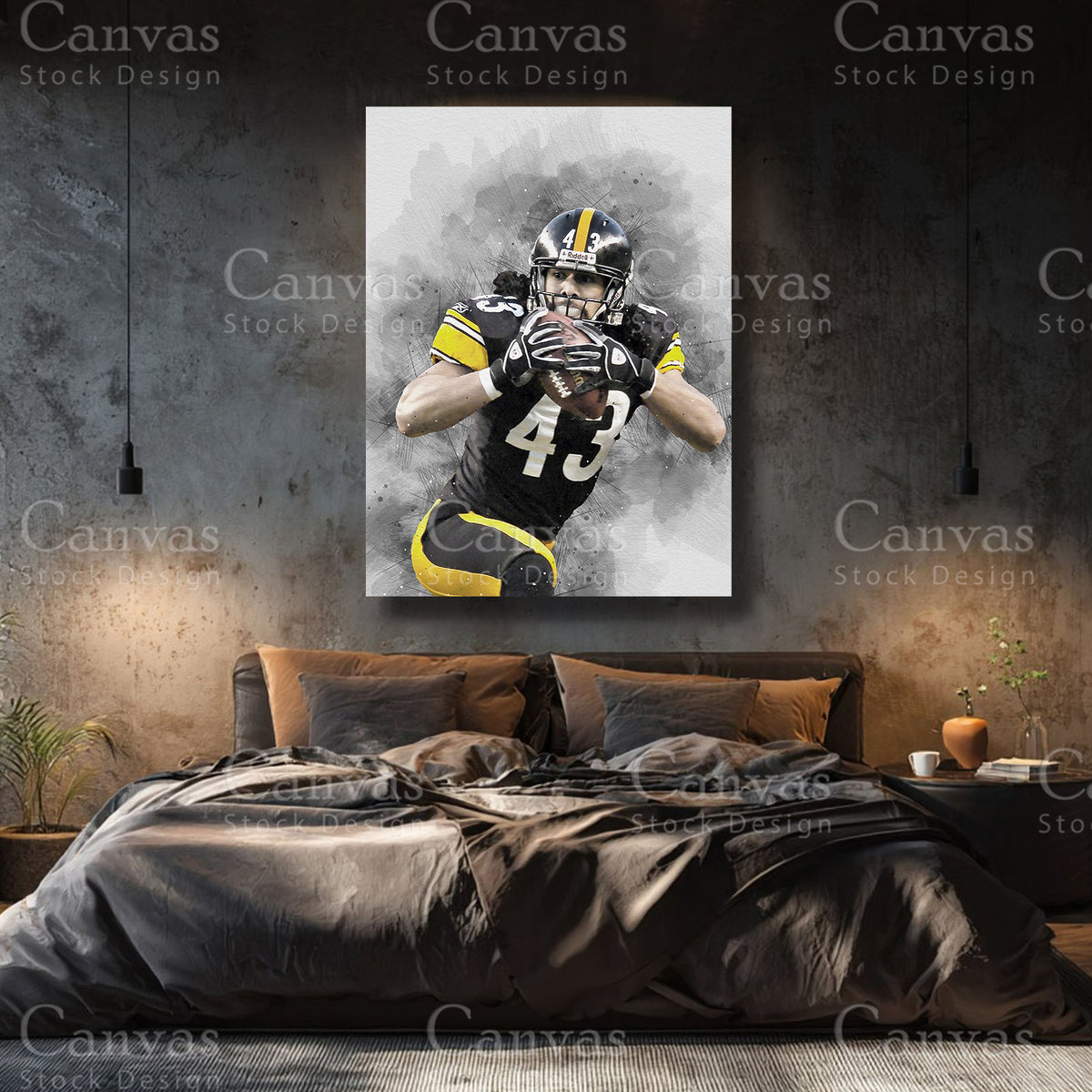 Troy Polamalu Premium Football Canvas Wall Art