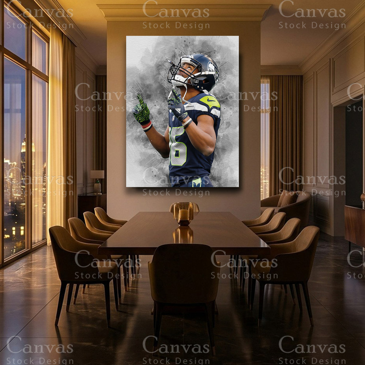 Tyler Lockett canvas wall art with black floating frame