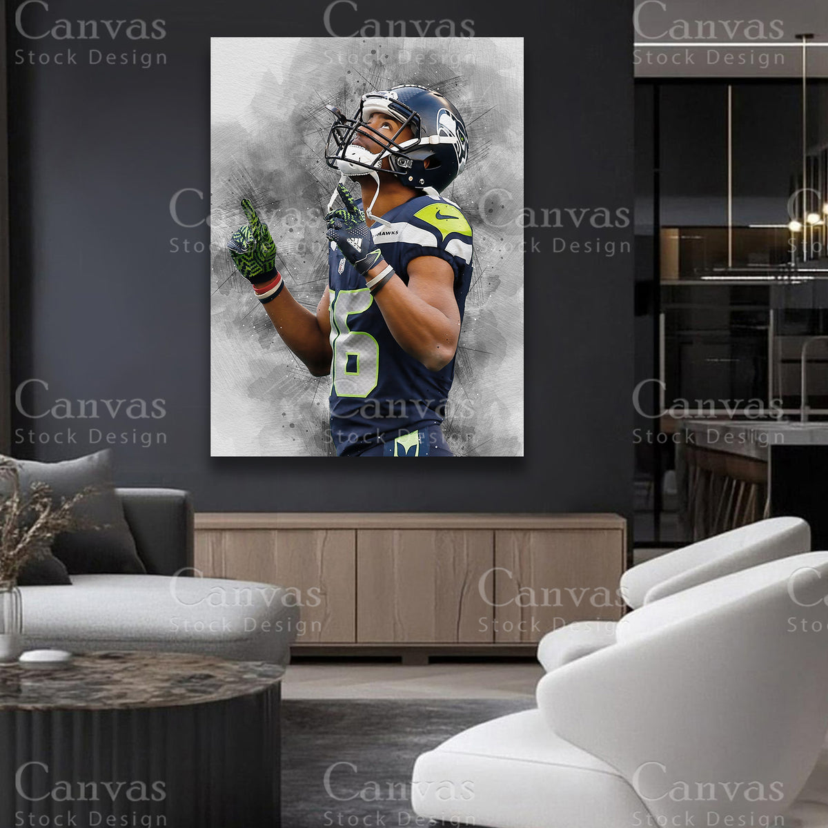 Tyler Lockett premium matte cotton canvas artwork