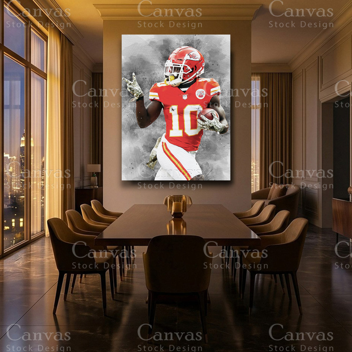 Tyreek Hill canvas wall art with black floating frame