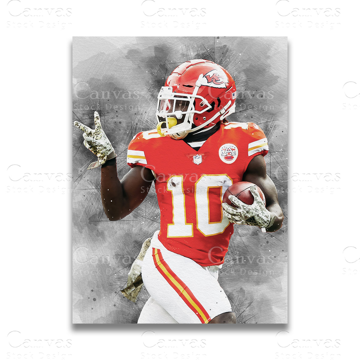 Tyreek Hill high-speed football canvas wall art