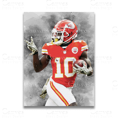 Tyreek Hill high-speed football canvas wall art