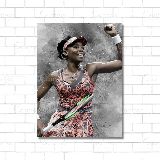 Venus Williams tennis champion canvas wall art – tennis poster print for sports rooms and fan caves