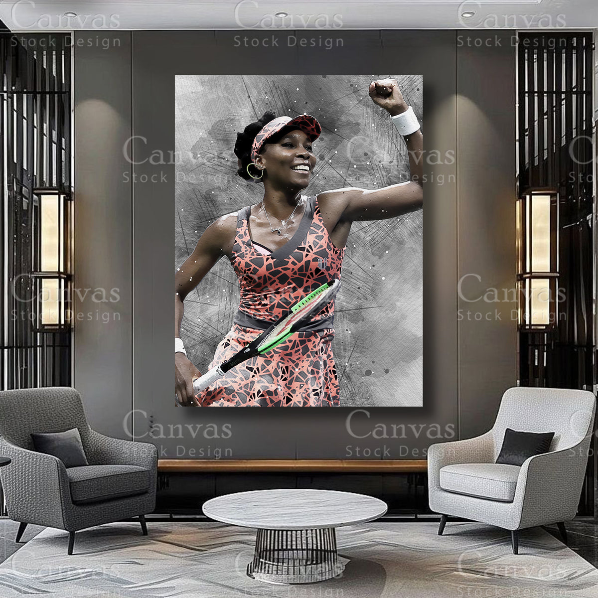 Venus Williams athlete artwork on premium canvas
