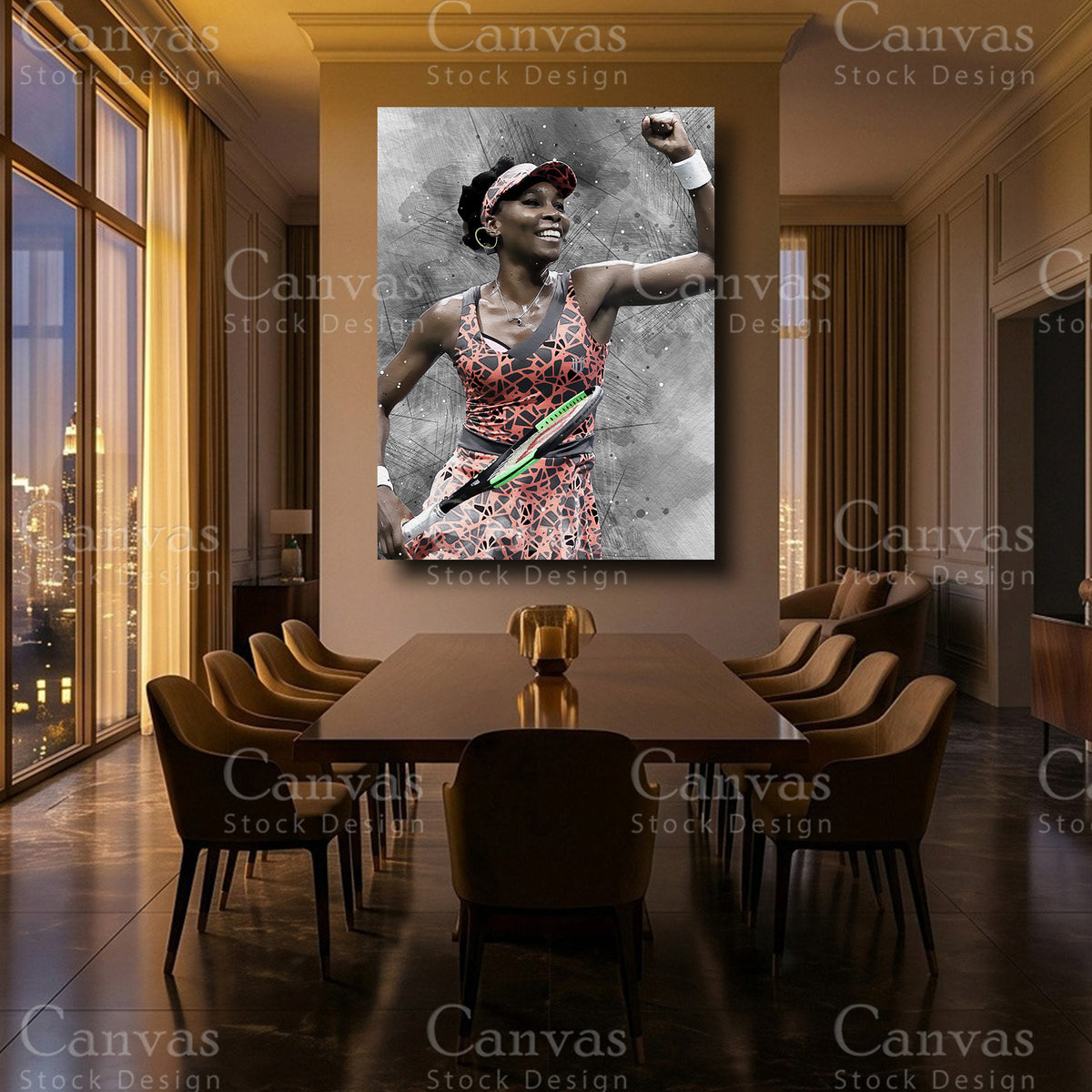 Venus Williams luxury tennis wall decor