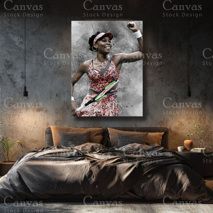 Venus Williams tennis canvas with black floating frame