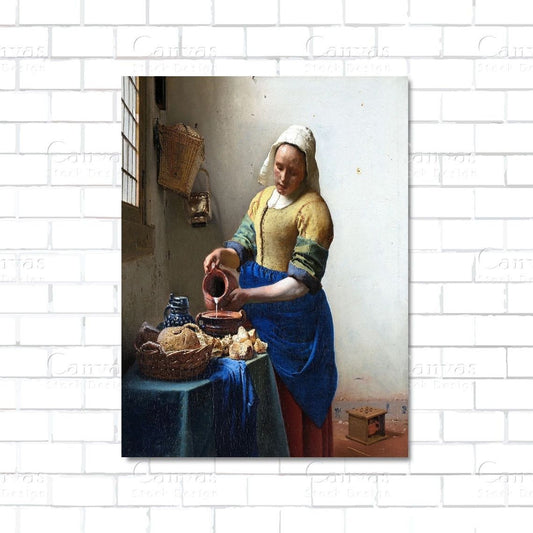 Vermeer’s The Milkmaid – Dutch Golden Age painting canvas wall art

