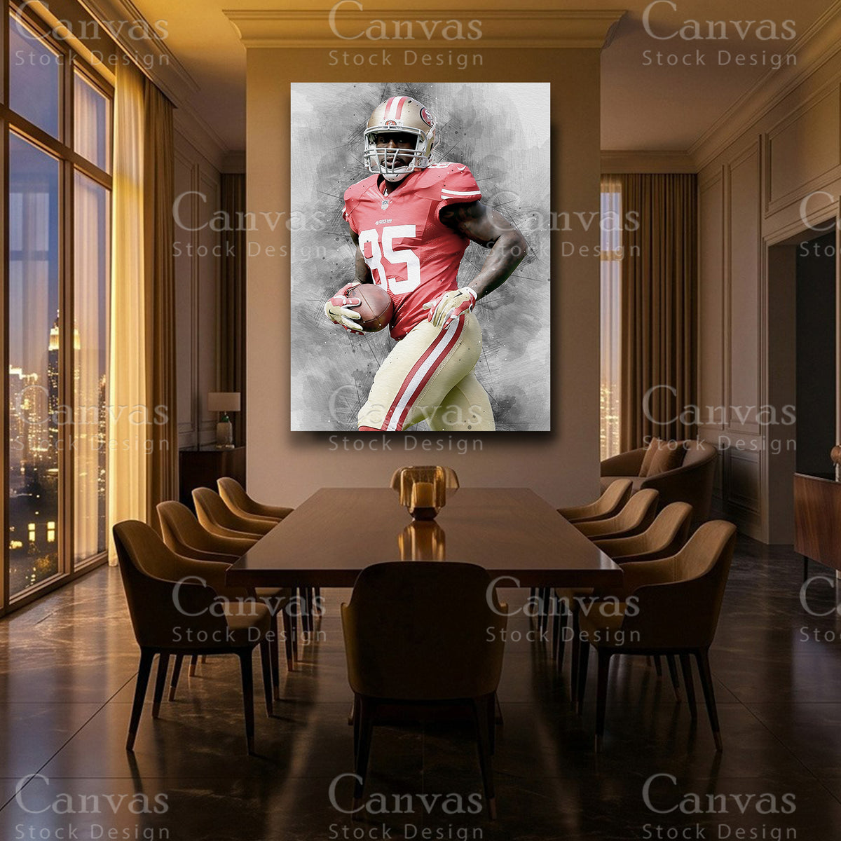 Vernon Davis football wall art with black floating frame