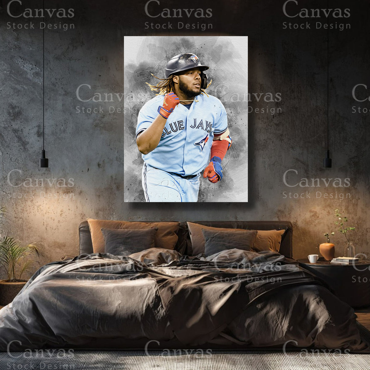Vladimir Guerrero Jr. canvas artwork for a baseball display