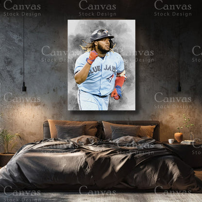 Vladimir Guerrero Jr. canvas artwork for a baseball display