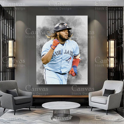 Vladimir Guerrero Jr. sports canvas decor for a fan room