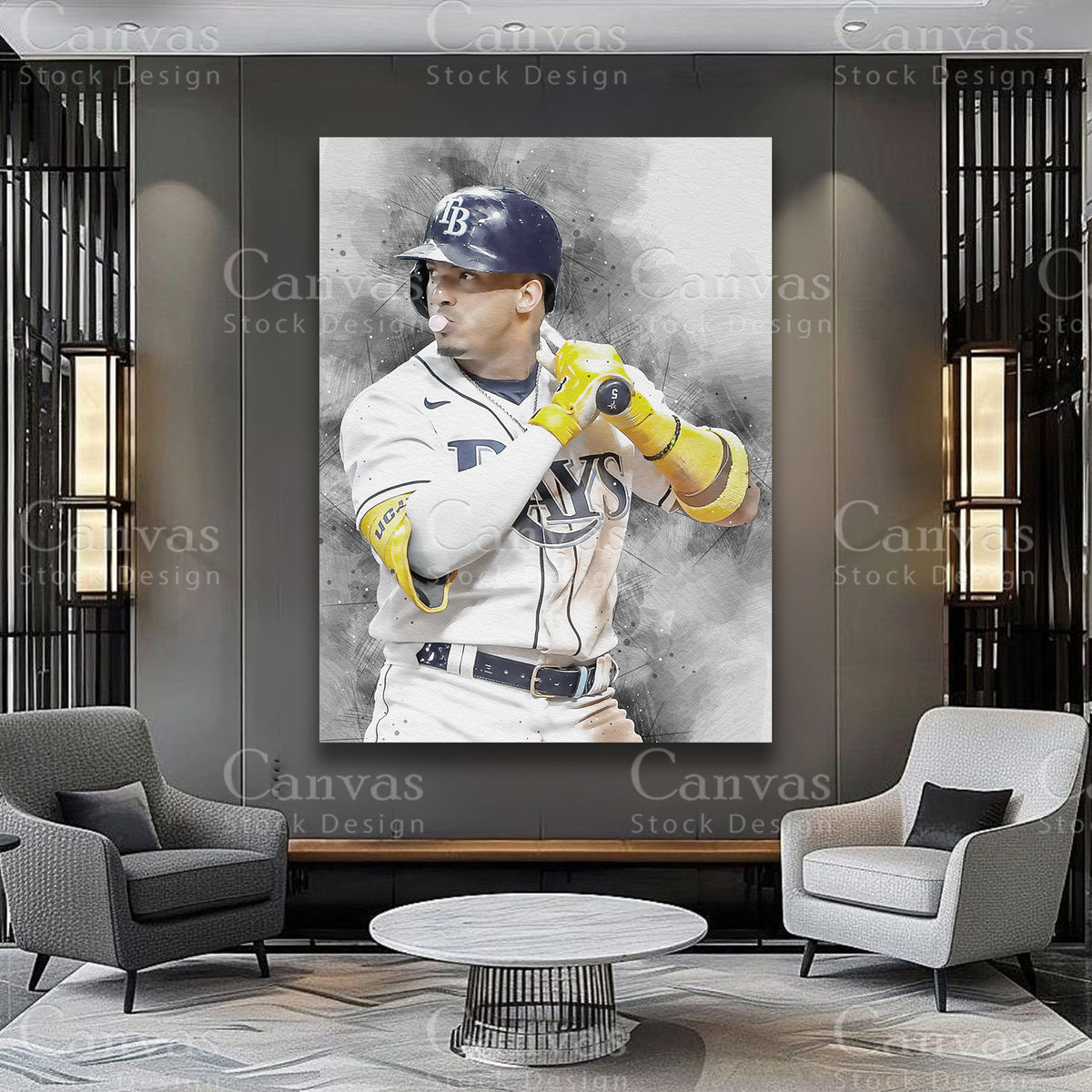 Wander Franco baseball wall artwork on premium canvas