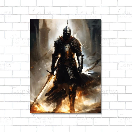 Unleash intensity with the Warrior of the Darkness canvas print. A powerful dark fantasy hero artwork perfect for gamers and bold interior decor. Free shipping included.