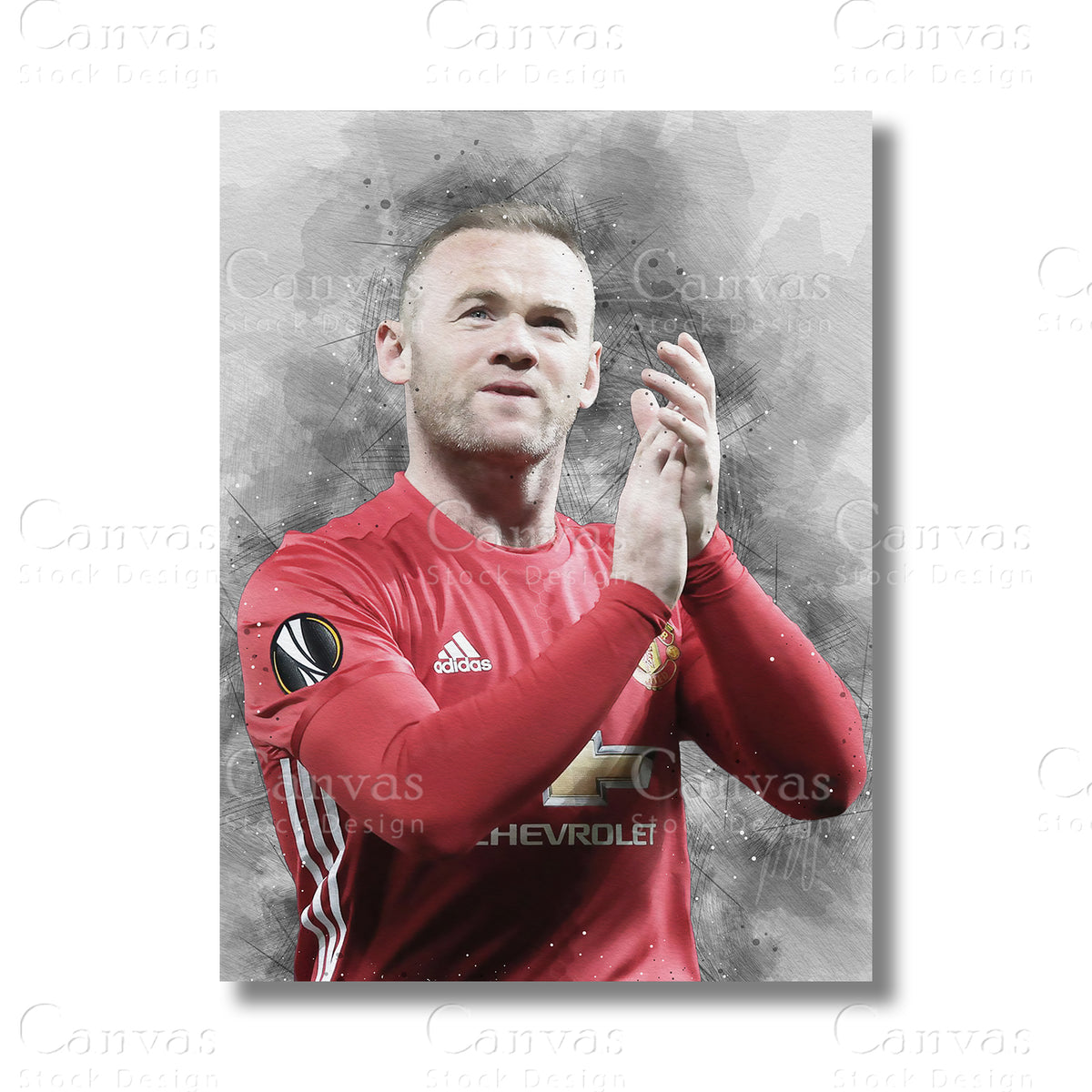 Wayne Rooney Champion Football Canvas Wall Art
