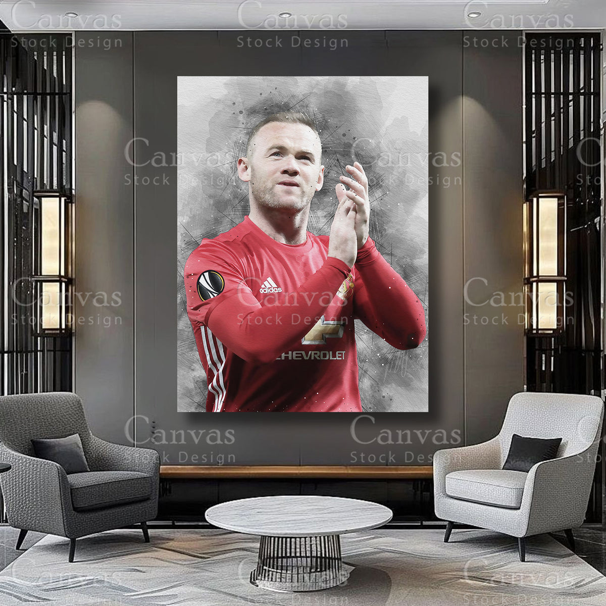 Wayne Rooney Athlete Wall Art on Premium Canvas