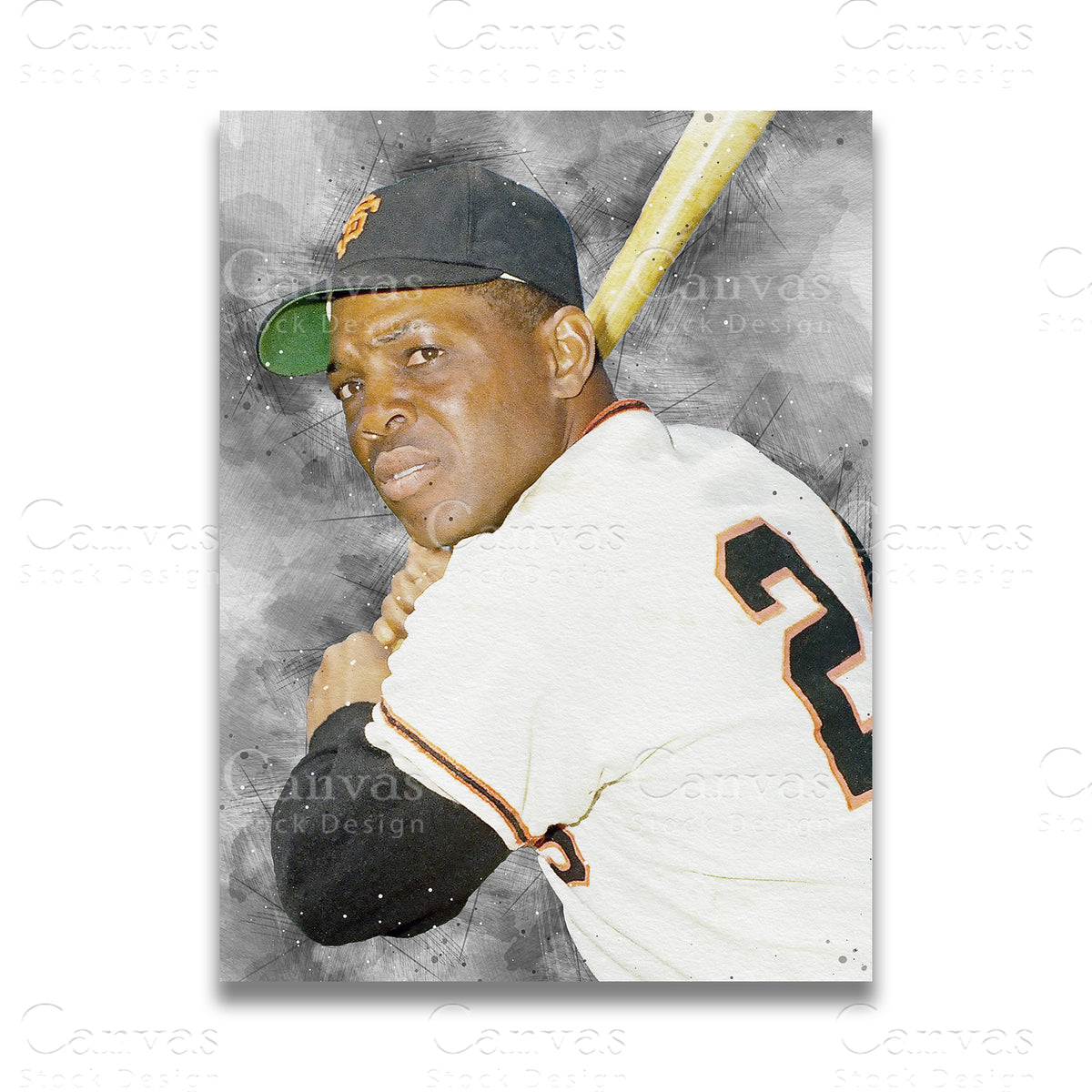 Willie Mays Iconic Baseball Canvas Wall Art