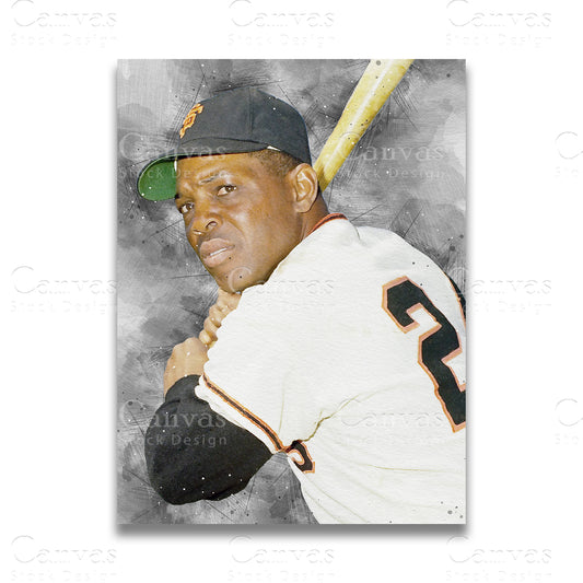Willie Mays Iconic Baseball Canvas Wall Art