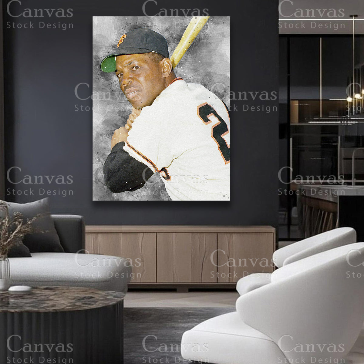 Willie Mays athlete canvas artwork