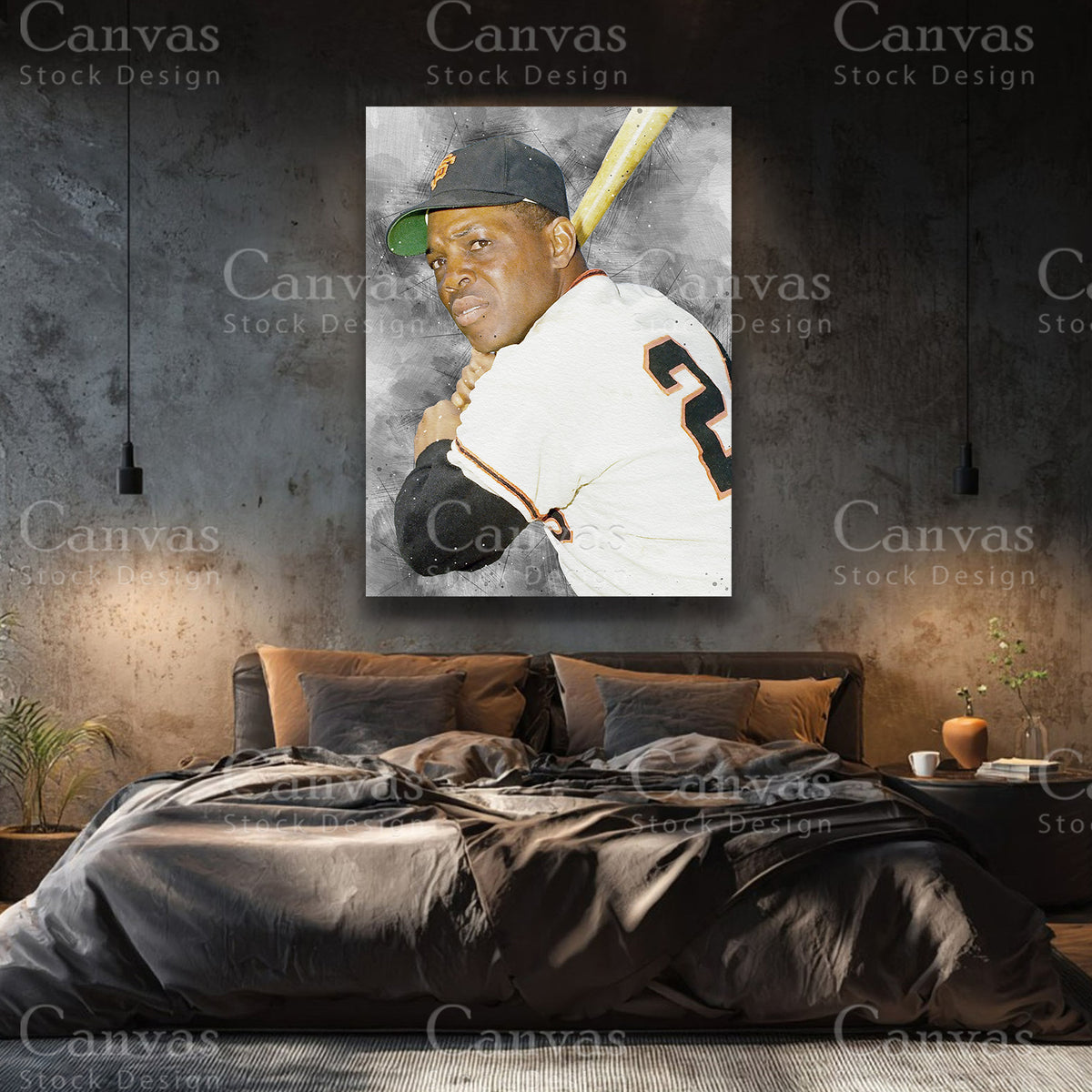 Willie Mays luxury baseball canvas wall art