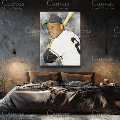 Willie Mays luxury baseball canvas wall art