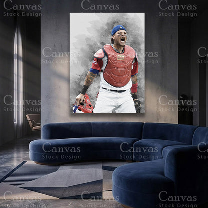 Yadier Molina baseball canvas artwork for luxury interiors