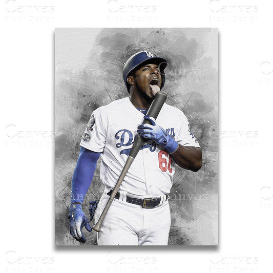 Yasiel Puig dynamic baseball canvas wall art
