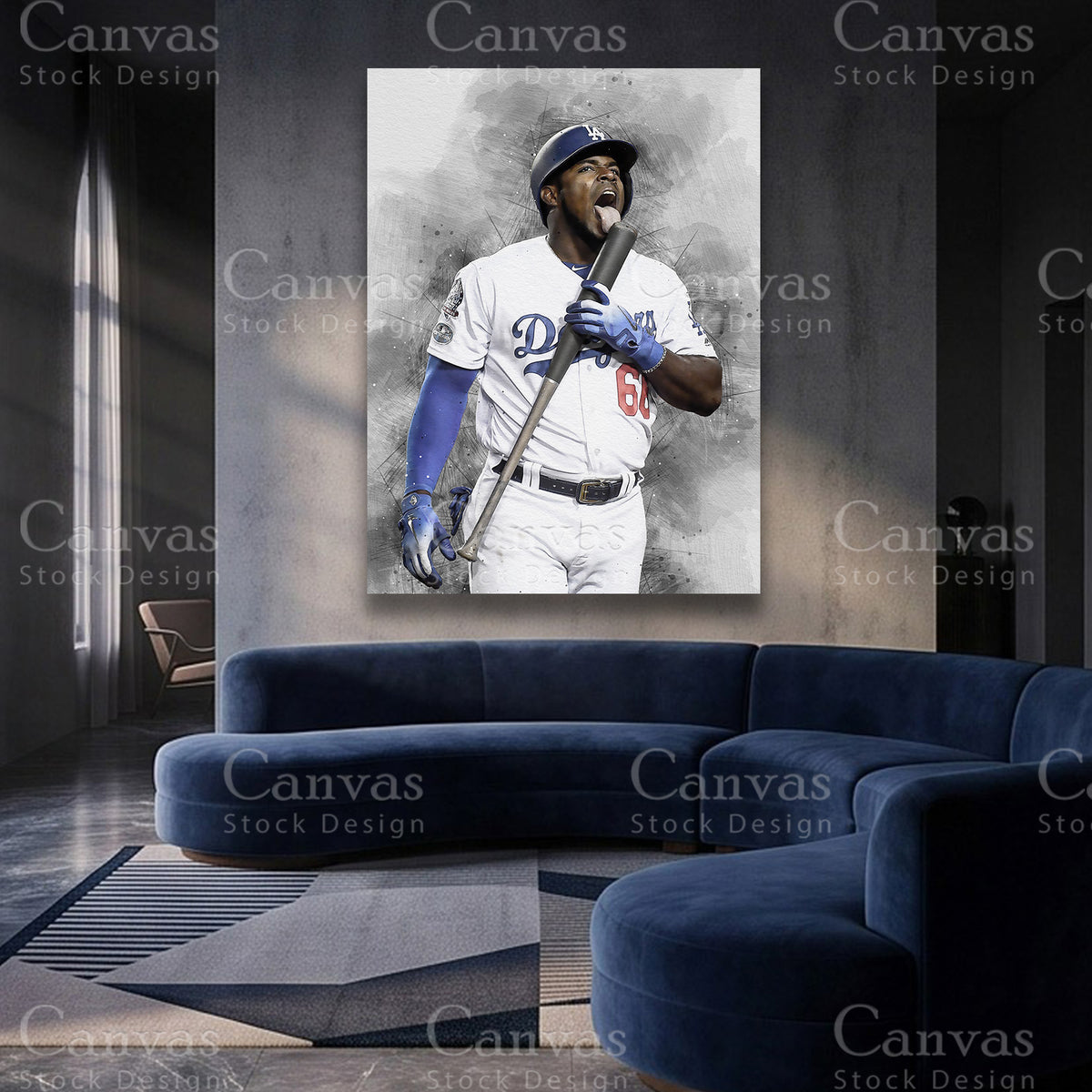 Yasiel Puig MLB canvas artwork