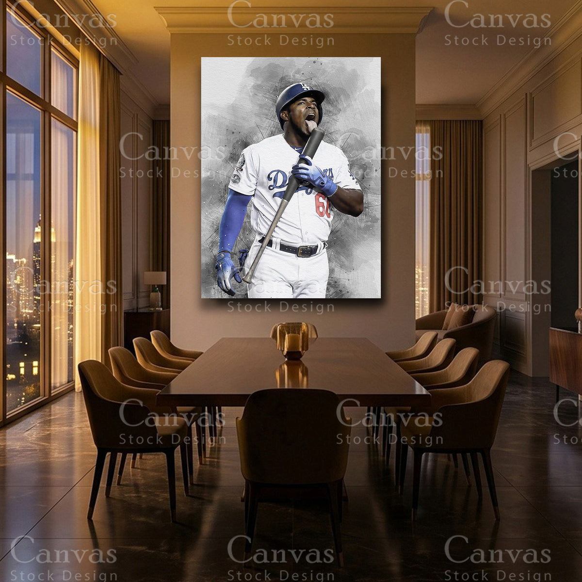 Yasiel Puig baseball canvas wall art with black floating frame