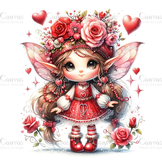 Watercolor Valentines fairy clipart, Spring clipart, Fairy printables, Fantasy clipart, Valentines crafts, Valentines clipart