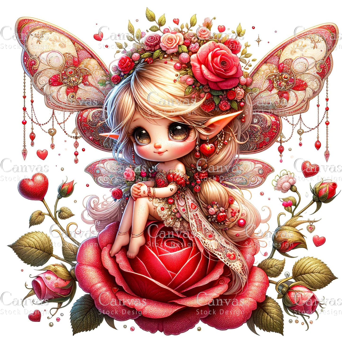 Watercolor Valentines fairy clipart, Spring clipart, Fairy printables, Fantasy clipart, Valentines crafts, Valentines clipart