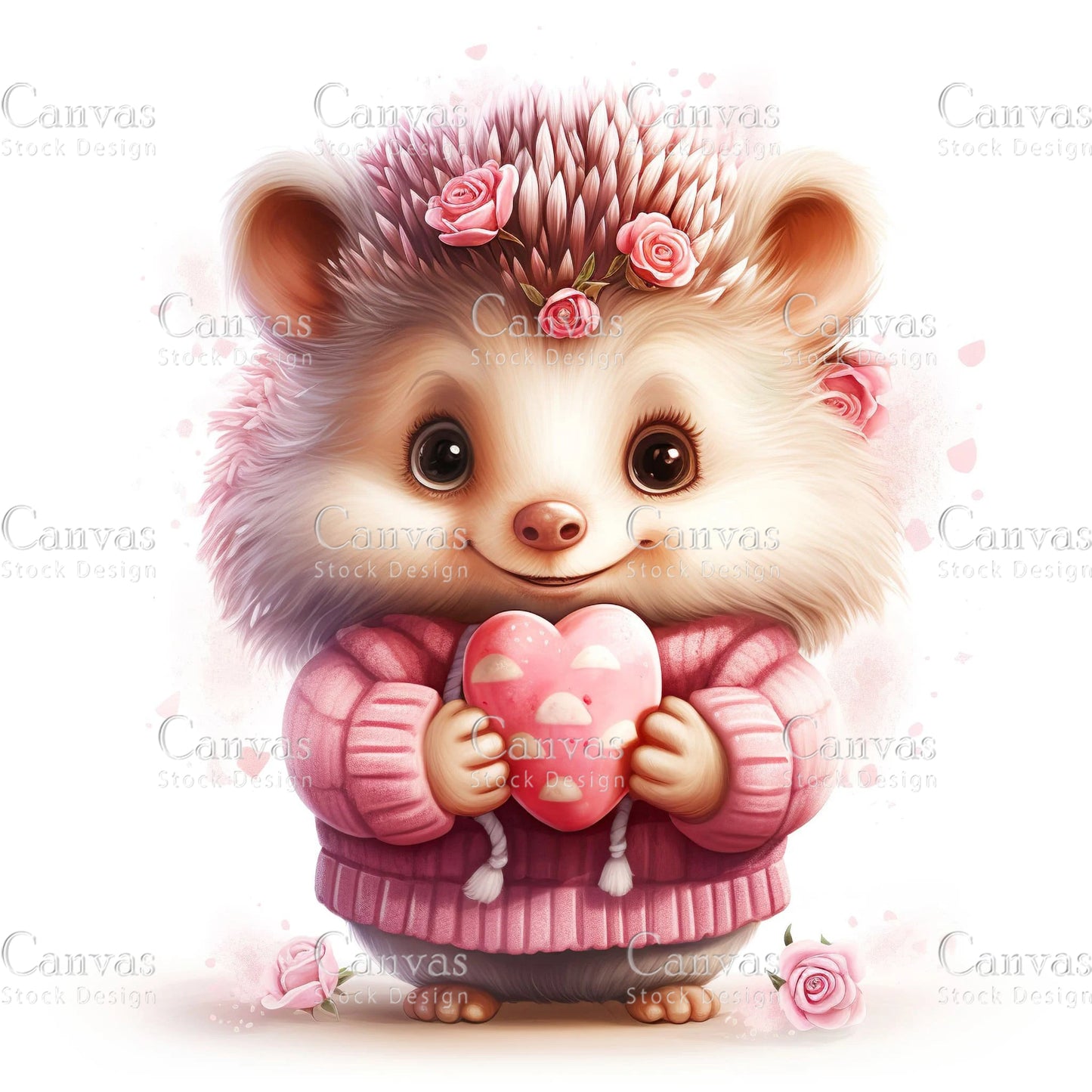 Watercolor hedgehog clipart, Spring clipart, Animal clipart, Valentines clipart, Woodland animal clipart, Valentine printable