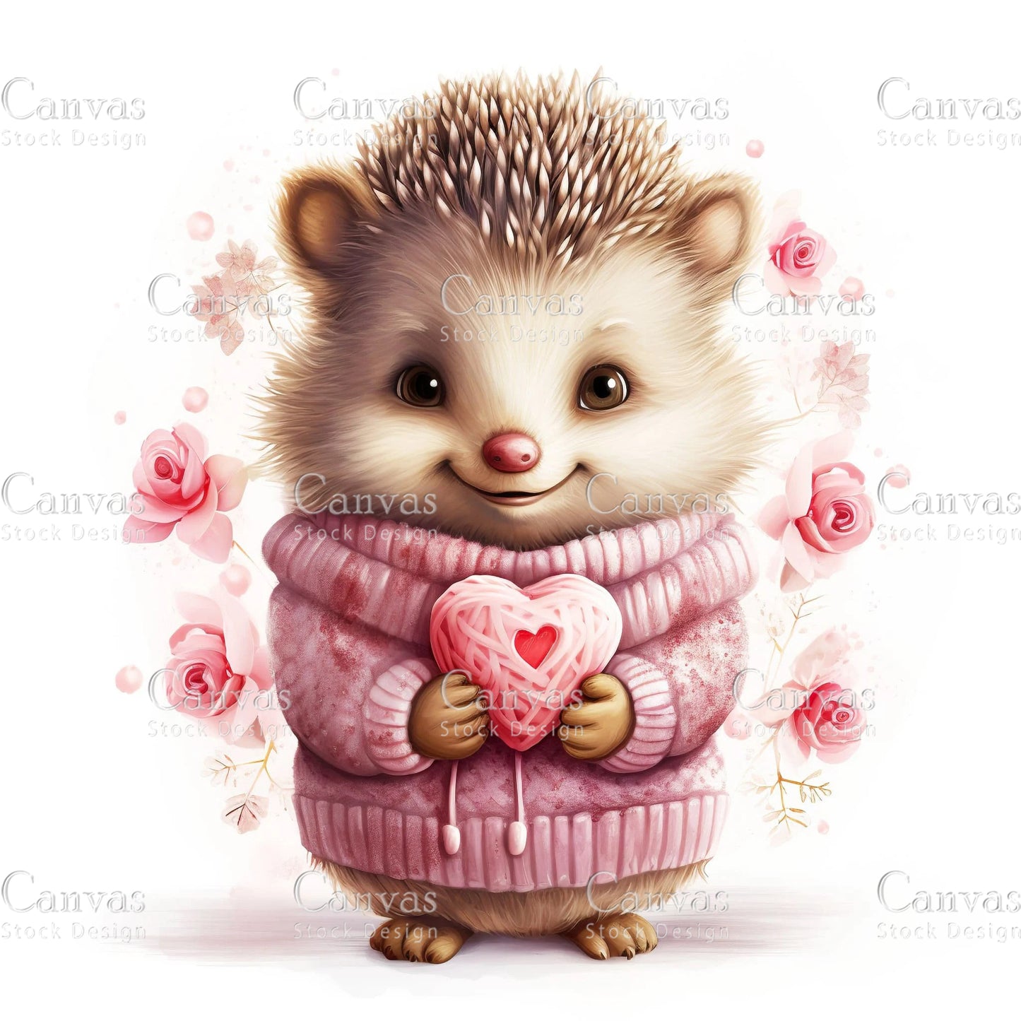 Watercolor hedgehog clipart, Spring clipart, Animal clipart, Valentines clipart, Woodland animal clipart, Valentine printable